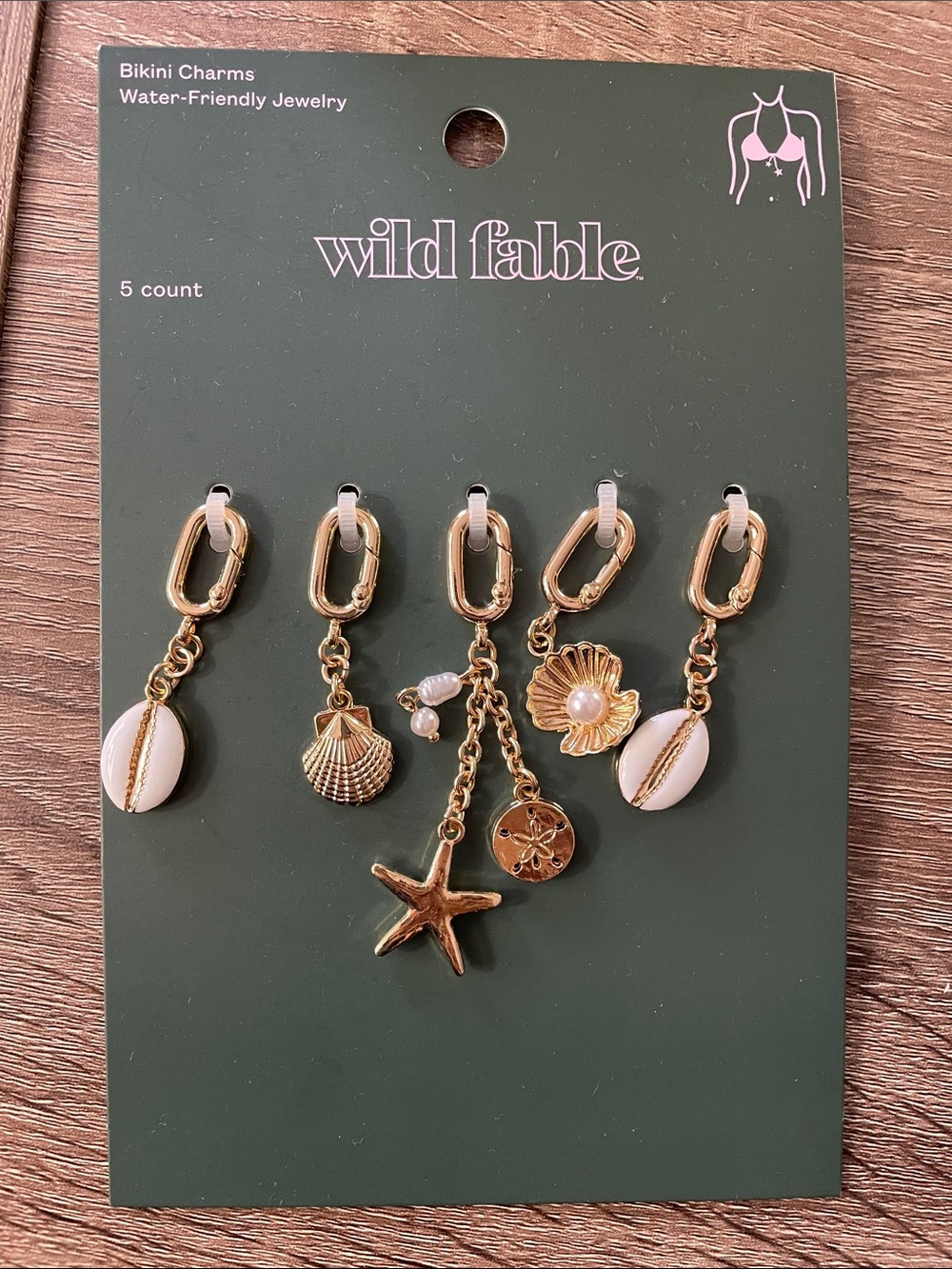 wild fable Bikini Charm Seashell Gold Charm Pack - 5 Charm
